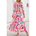 thumbnail image 3 of PRETTYGARDEN Women's Fall Dresses Long Sleeve Flowy Casual Floral Maxi Dress Crew Neck Smocked Tiered Long Dress, 3 of 7