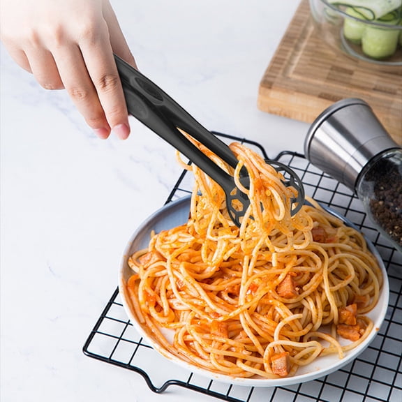 OEFNTAC 304 Stainless-Steel 9in Food Tongs, Oil-Draining Serving Clamp for Steak Bread Salad, Heat-Resistant Non-Slip Grip Buffet BBQ Kitchen Tool, 0.3in Thick Reinforced Arms