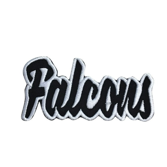 Falcons - Black/White - Team Mascot - Words/Names - Iron on Applique/Embroidered Patch