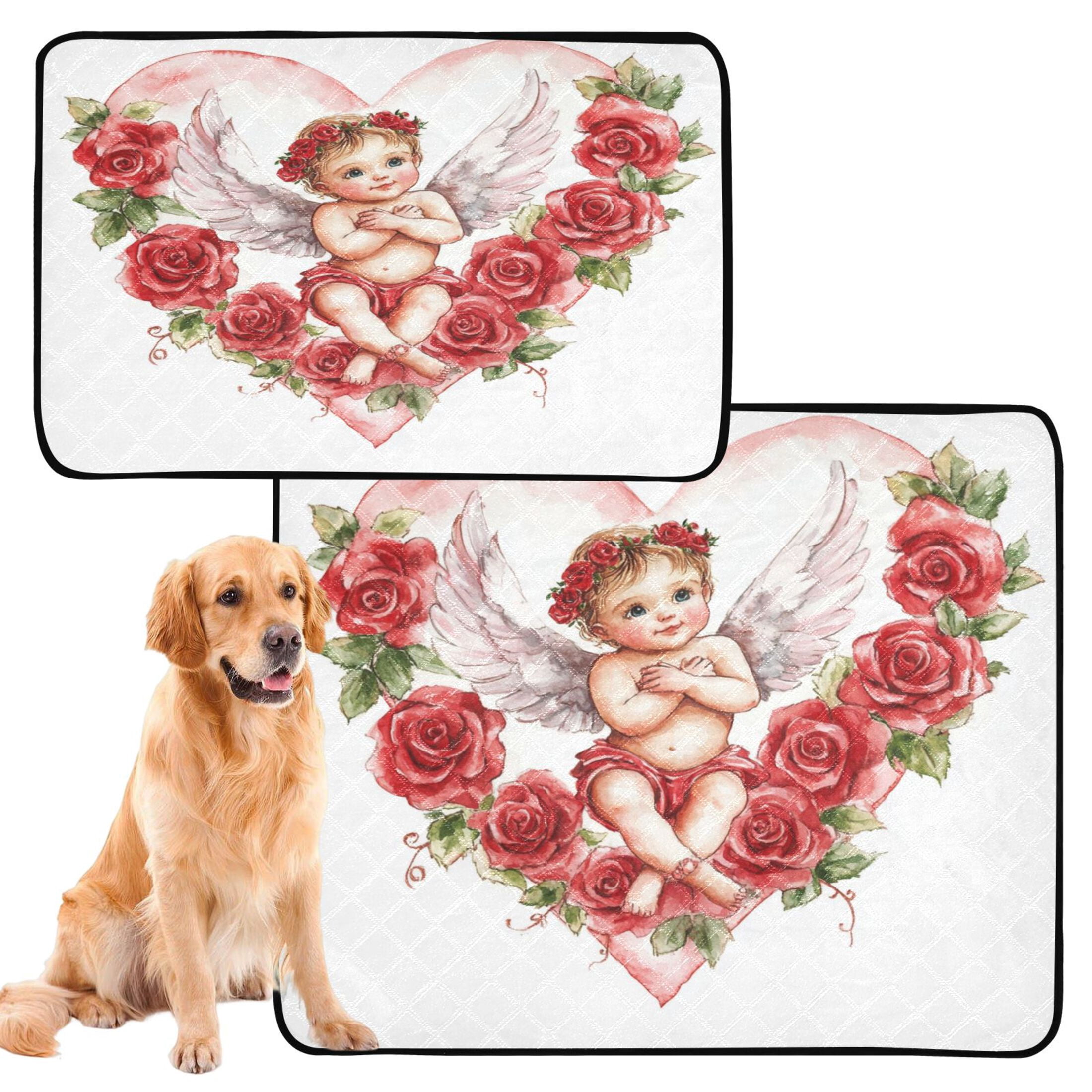 Qxltty Cute Little Angel Cupid Pattern Cat litter Pads Pet Set of 3 Diaper Mats Center Anti-leakage Layer Absorbent Soft and Comfortable
