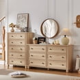 thumbnail image 5 of Leyaoyao 6 Drawer Dresser for Bedroom, 54" Wide Chest of Drawers with Metal Handle, Horizontal Storage Cabinet for Living Room, Hallway, Natural, 5 of 8
