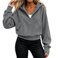 thumbnail image 5 of Nowekniz Womens Oversized Half Zip Fleece Hoodie, Long Sleeve Cropped Quarter Zip Pullover Sweatshirt, Warm Fall Winter Casual & Gym Training Hooded Top, 5 of 7