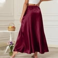 thumbnail image 4 of Rciityk Maxi Skirts for Women Summer Satin High Waist Long Skirt with Pockets Solid Color Flowy A-Line Ankle Length Vacation Beach Skirt, 4 of 4