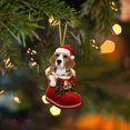 thumbnail image 4 of Beagle in Christmas Santa Boot Dog Acrylic Ornament with Bell, Festive Hanging Decor for Dog Lovers and Holiday Season Decorations - B, 4 of 6