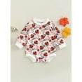 thumbnail image 2 of Qmyliery Infant Thanksgiving Day Romper, Long Sleeve Round Neck Cartoon Letter Print Bodysuit,0-24 Months, 2 of 7