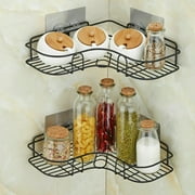 Costyle Corner Shelves - Wall Mounted Kitchen Bathroom Organizer Storage Holder Rack, Black