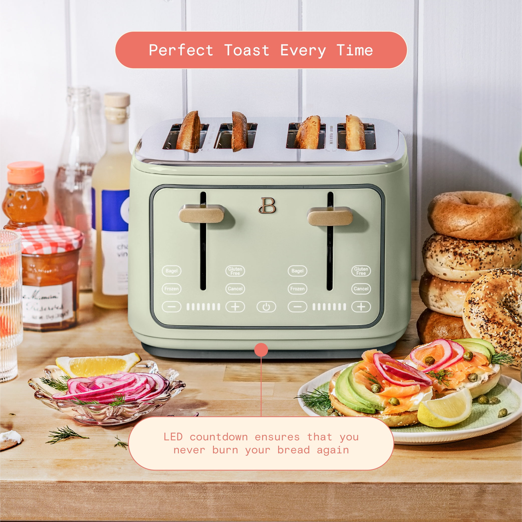 Beautiful 4 Slice Toaster, Sage Green
