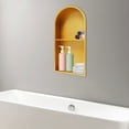 thumbnail image 2 of 2 Tiers 12" X 24" Arched Stainless Steel Shower Niche, No Tile Needed Arched Niche Double Shelf(Gold), 2 of 14