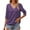 Dark purple, variant on Summer Solid Color Women V-neck Casual T-shirt Half Sleeve Simple Tops