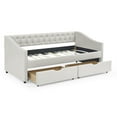 thumbnail image 3 of Daybed with Storage, Twin Daybed Frame with Button Tufted Back and Copper Nail on Square Arms, Built-in 2 Drawers, Upholstered Twin Daybed Sofa Bed for Living Room, Bedroom, Guest Room, Beige, 3 of 8