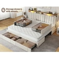 thumbnail image 2 of EnHomee King Bed Frame with 4 Drawers & 2-Tier Storage Shelf Upholstered King Size Bed Frame with Headboard Bed Frame King with Storage, Beige, 2 of 8