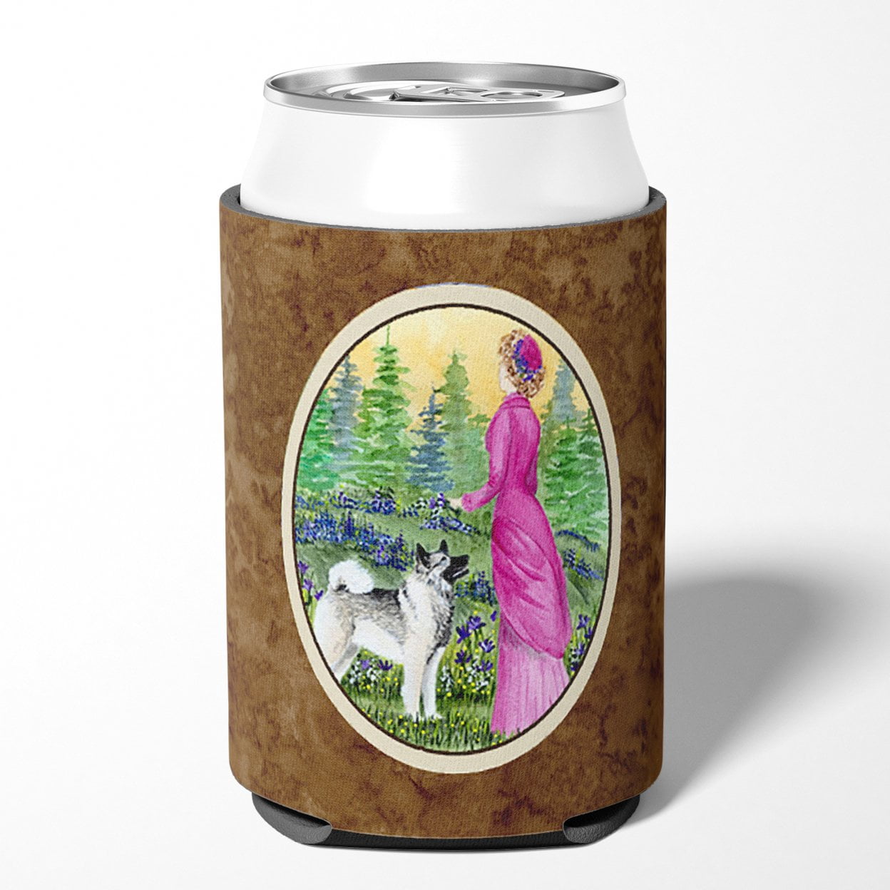 Caroline's Treasures SS8154CC Lady with her Norwegian Elkhound Can or Bottle Hugger, Can Hugger, multicolor