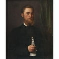 thumbnail image 2 of Gyula Benczúr 20x24 Black Ornate Framed Double Matted Museum Art Print Titled: Portrait of a Young Man. Law Student Gejza Bencur (1860), 2 of 5