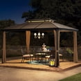 thumbnail image 3 of Furmax 10' x 13' Hardtop Gazebo, Black Polycarbonate Roof Aluminum Frame Netting & Curtains, 3 of 7