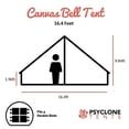 thumbnail image 4 of Psyclone Tents Removable Floor 4 Windows 5m/16.4ft Luxury Outdoor All Weather 6-8 Person Cotton Canvas Large Bell Tent, 4 of 9