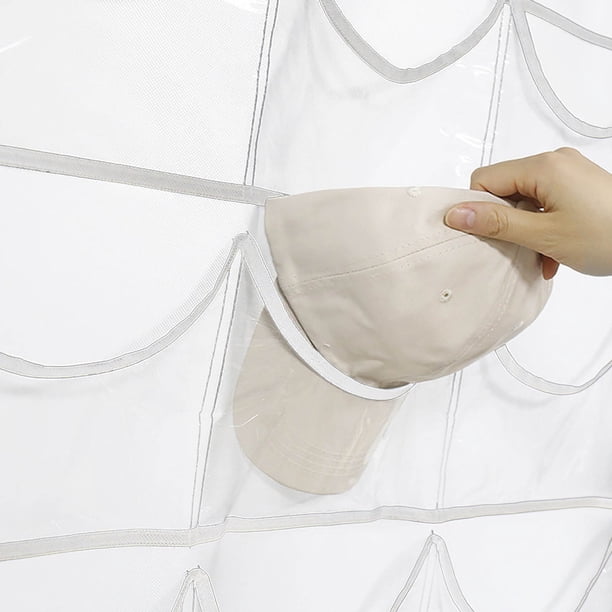 Organiseur de rangement pour chapeaux | Présentoir empilable pouvant contenir 24 casquettes, couvercle transparent de grande capacité pour rangement de casier de baseball