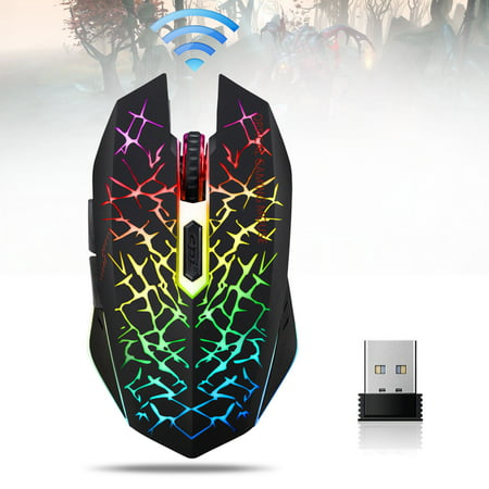 EEEkit Gaming Mouse Wireless, USB Optical Computer Mice with 7 LED, 4 Adjustable DPI Up to 2400, Ergonomic Gamer Laptop PC Mouse with 6 Programmable Buttons for Windows 7/8/10 Mac (Best Wireless Gaming Mouse For Mac)