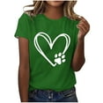 thumbnail image 2 of Lilgiuy National Pet Day Paw Print Shirts for Women Summer Solid Color Dog Mom Love Heart Graphic Tee Casual Crewneck Short Sleeve Pullover T-Shirt for Mothers'Day(Green,L), 2 of 4
