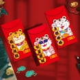 thumbnail image 3 of OUSITAID 3Pcs/Set Red Pocket Foldable Clear Print 3D Effect 2022 Chinese Style Decorative Lucky Money Bag for Elder, 3 of 8