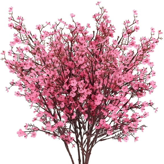 ZULAR 6PCS Artificial Flowers Real Touch Silk Flowers Bouquet Faux Baby Breath Fake Flower for Fall Spring Table Centerpiece Vase Fillers Home Décor (Pink)