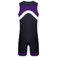 thumbnail image 4 of dPois Mens One Piece Swimsuit Sun Protection Rash Guard Zipper Bodysuit Surfing Suit Swimwear Shorty Purple 4XL, 4 of 6