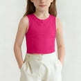 thumbnail image 3 of Crop Tops para Niñas, Camisetas sin Mangas de Cuello Redondo para Niña Casuales Ligeras de Color Sólido sin Mangas Cortas de Verano Rosadas 7-8 Años, 3 of 6