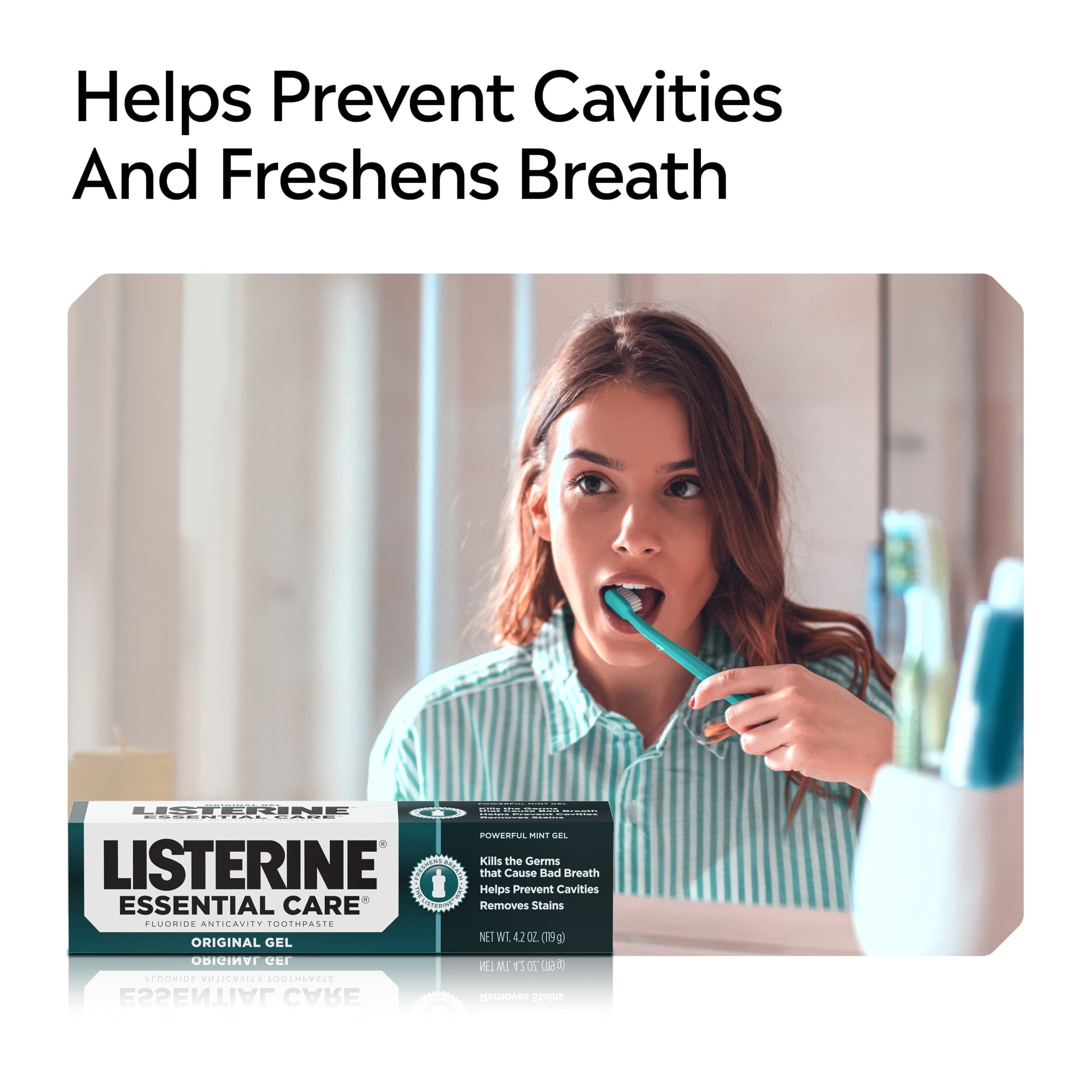 (2 pack) Listerine Essential Care Original Gel Fluoride Mint Toothpaste Oral Care, 4.2 oz