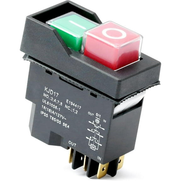 371450 10-inch Table Saw Push Button Switch Replacement for Craftsman CMXETAX69434502 for Hitachi for Metabo for Ryobi Replace 375819 089240028147, 6 Pin 18A 127V