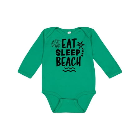 

Inktastic Eat Sleep Beach with Seashell and Palm Tree Gift Baby Boy or Baby Girl Long Sleeve Bodysuit