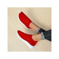 thumbnail image 5 of Daeful Women Sneakers Knit Upper Flats Rhinestone Casual Shoes Travel Fashion Mesh Slip On Sock Sneaker Red 4.5, 5 of 7