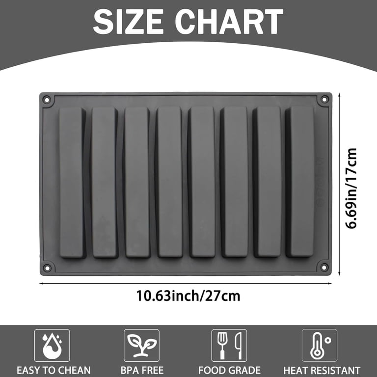 NORIZF 8-Cavity Chocolate Strip Silicone Rectangle Molds for Candy Bar ...