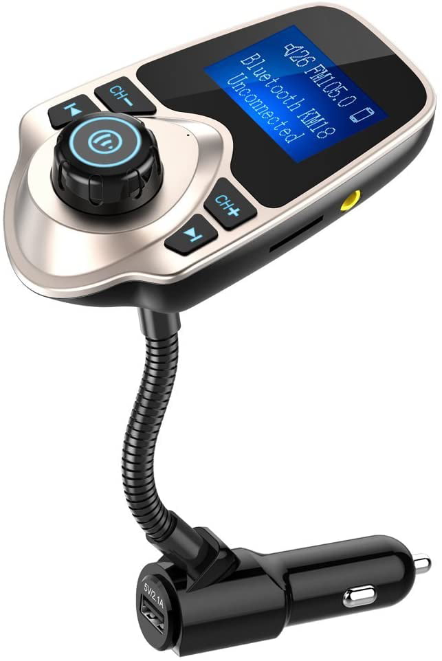 Wireless Car Bluetooth FM Transmitter with USB Charger Hands-Free Call 1.4 inch 