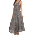 thumbnail image 3 of Sakkas Beverlee Embroidered Button Down Sleeveless Caftan Dress - Grey - S/M, 3 of 5