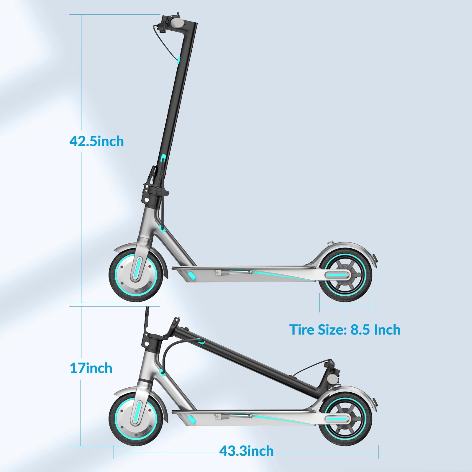HiQiS 350W Electric Scooter, 18-21 Miles Range, 19 MPH Top Speed, Foldable Commuting E-Scooter with Dual Braking and APP Control for Adults and Teens Blue