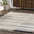 thumbnail image 5 of nuLOOM Nicky Contemporary Striped Wool Tassel Area Rug, 6' x 9', Beige, 5 of 9