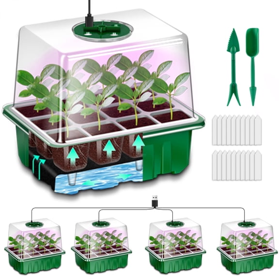 ASDIIT 72-Cell Greenhouse Seed Starter Kit with Absorbent Pads and Smart Timers, 6-Pack