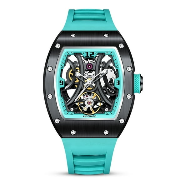 New Skeleton Men Mechanical Watch Fashion Luminous Automatic Movement Wristwatch Steel Case Clock