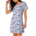 thumbnail image 2 of Zufioo Dogs Are Running Print Women's Nightgown, Round Neck Short-sleeved Pajamas, Home Wear Suitable for Home and Outing, 2 of 6