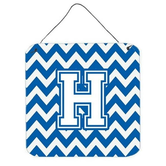 Letter H Chevron Blue & White Wall or Door Hanging Prints, 6 x 0.02 x 6 in.