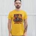 thumbnail image 3 of Tee Hunt Ride It Like You Stole It T-shirt Biker Born to Be Wild Motorcycle Men's Tee, Yellow, XX-Large, 3 of 5