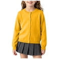 thumbnail image 3 of Wonitaaizi Girls Cardigan Sweater Toddler Long Sleeve Button Knit Solid Sweaters Tops (7-8 Years,Yellow), 3 of 6