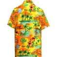 thumbnail image 2 of HAPPY BAY Men's Hawaiian Shirts Short Sleeve Button Down Shirt Men's Vacation Shirts Summer Beach Casual Tropical Shirts for Men Funny 7XL Ocean Chart, Orange, 2 of 5