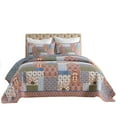 thumbnail image 4 of 3 Pcs Bohemian Style Patchwork Quilt Bedding Set, Soft & Colorful, with Matching Pillow Shams, 4 of 11