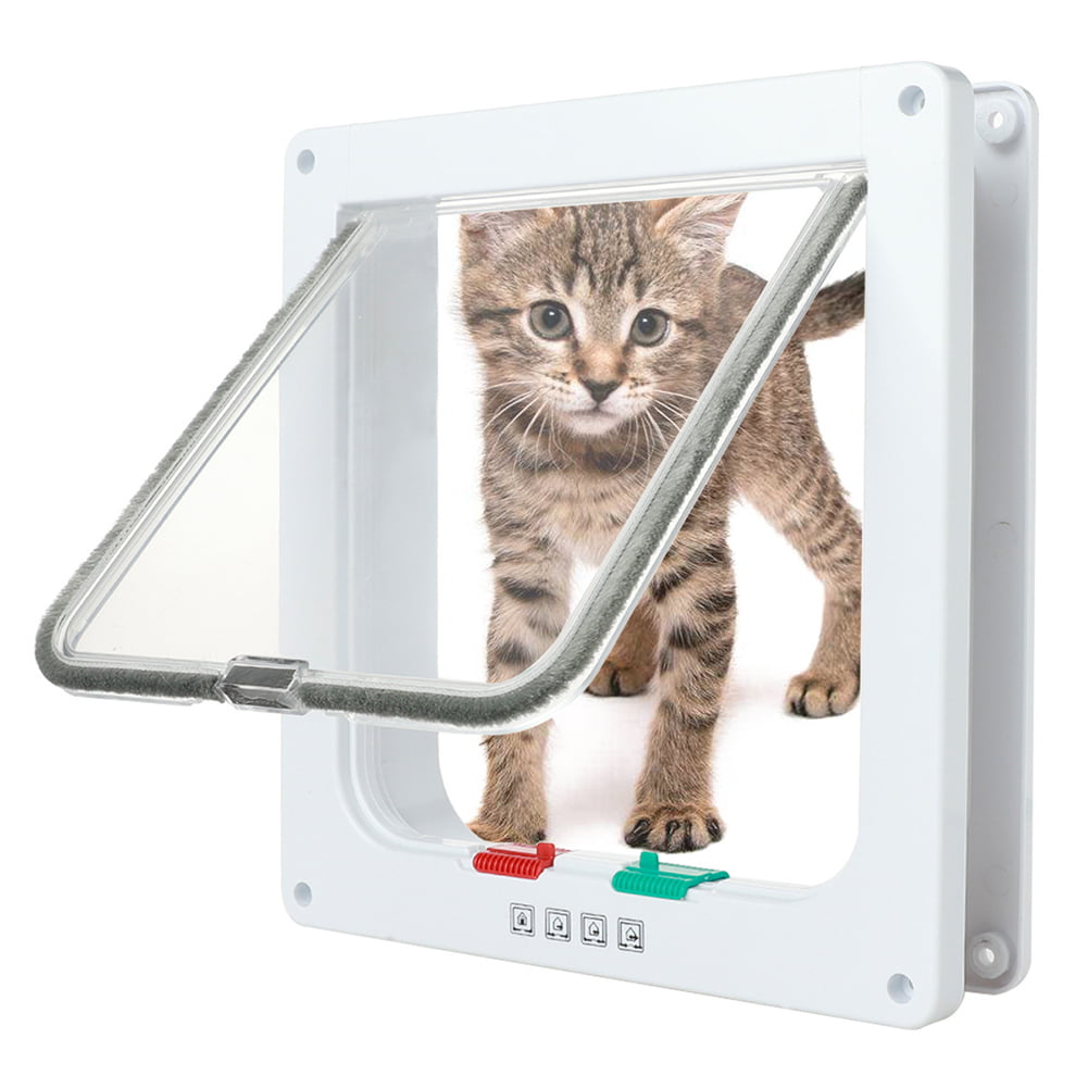 2 Way Pets Cat Dog Magnetic Lock Lockable Safe Flap Door Gate Frame Black