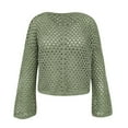thumbnail image 5 of Guieoi Womens Sweaters 2025 Womens Sweaters Clearance Round Neck Loose Hollow Sweater European and Knitted Long Sleeve Sweater V-Neck Sweater Green Black*Friday/Cyber*Monday Clearance, 5 of 6
