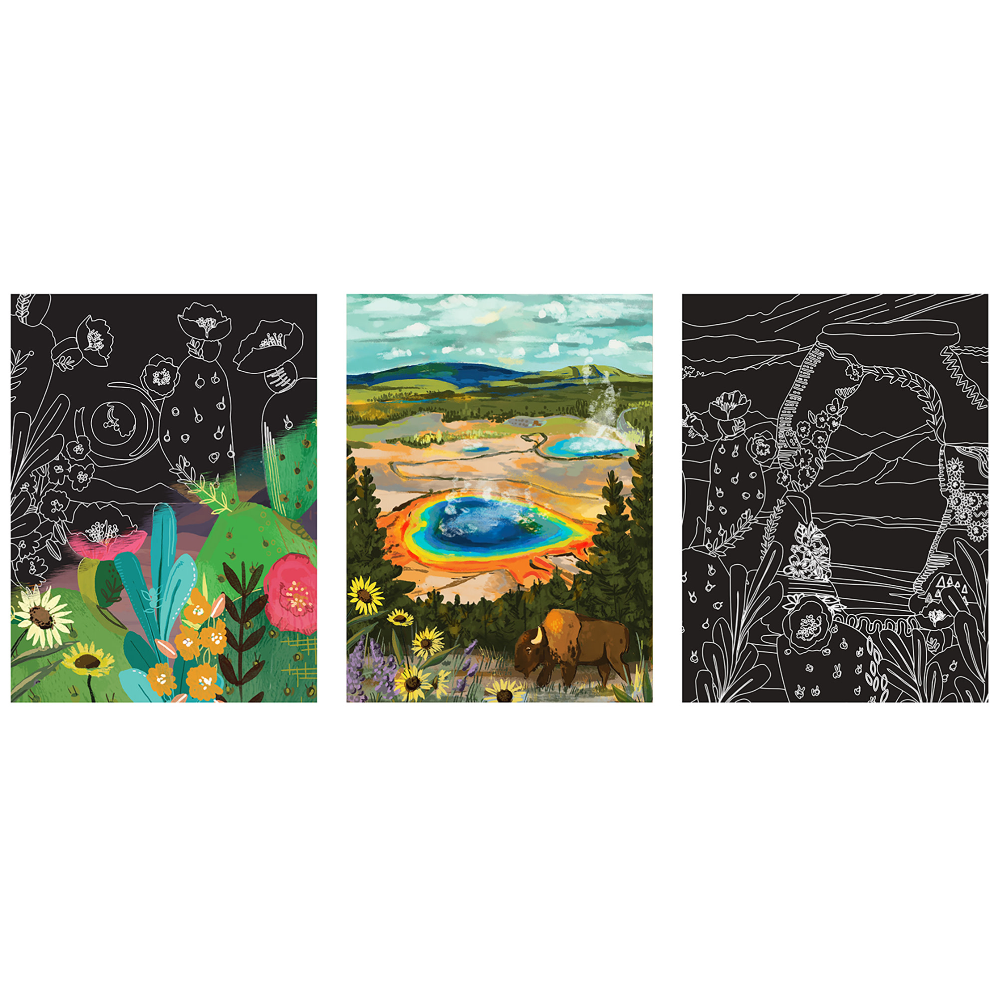 Brea Reese: Scratch Art Paper Pad - Arches & Canyons - 14 Sheets, 7 Guided Art Designs, Metallic Accents, Stylus & Brush, 6x8" Pages, DIY Adult Craft