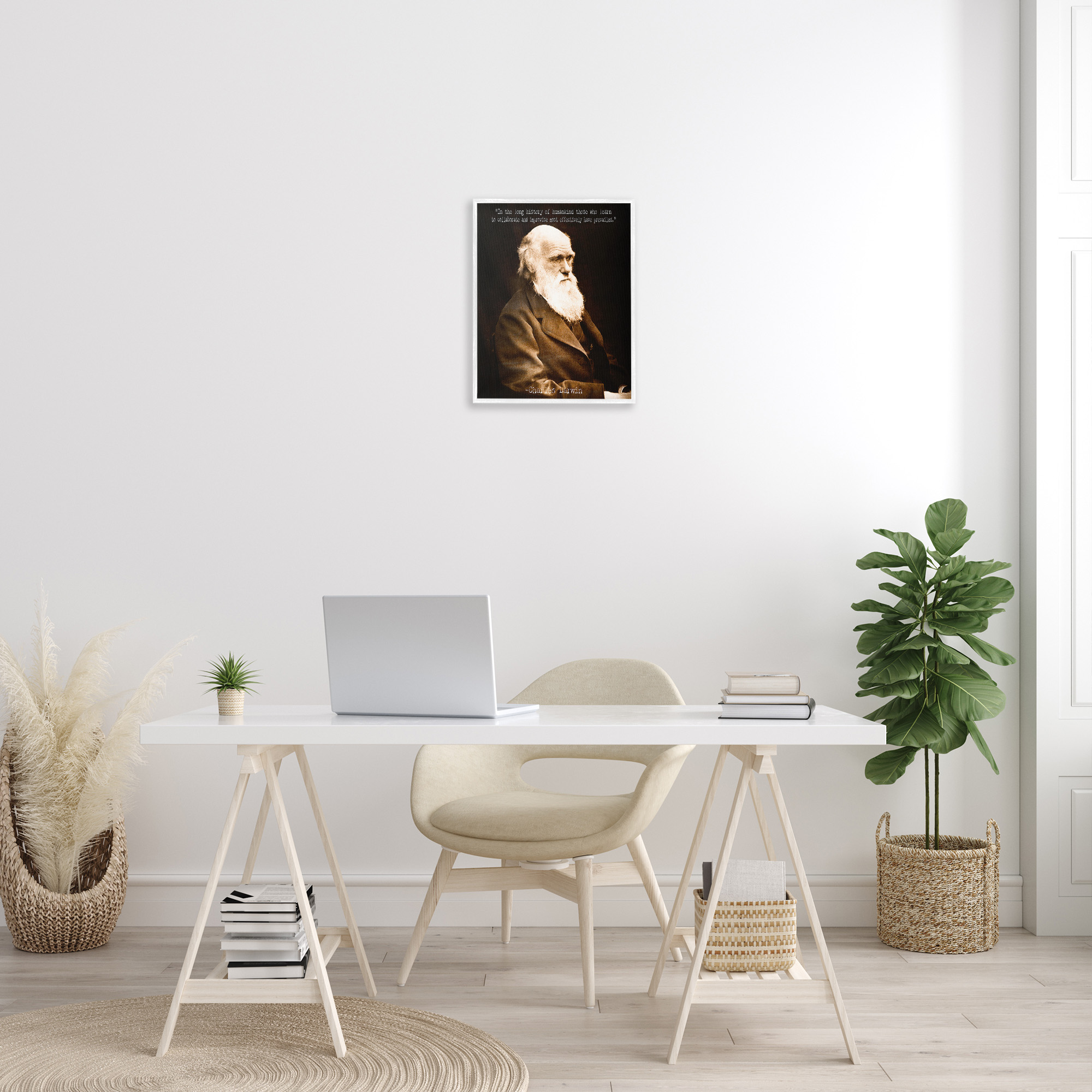 Stupell Industries Inspiring Darwin Quote Inspirational Painting White Framed Art Print Wall Art, 16 x 20