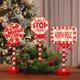 thumbnail image 4 of Decoración Navideña Adorno Navideño Nueva Señal De Tráfico Navideña Luces Decorativas Madera Navidad Vacaciones Ventana Escritorio Ambiente Luces Led De Colores Papá Noel Para Aquí, 4 of 7