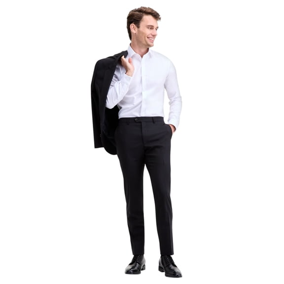 Ted Baker Mens Modern fit Dress Pants 36 / 32 Black Solid Stretch Wool