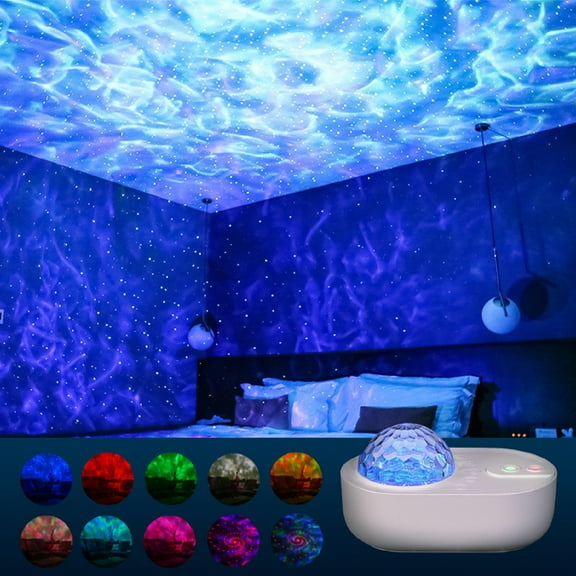SZDUDU Night Light Aurora Projector with Remote Control, Bluetooth Music Speaker Aurora Light Projector Galaxy Projector for Festival Gift Home Decor Bedroom/ Ceiling/ Party (White)